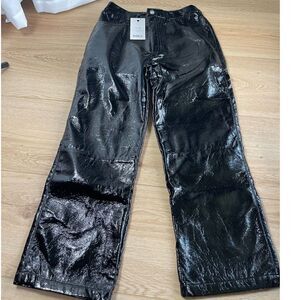 NA-KD ASOS Cropped Patent Pants in Shiny Black - EU 36 (8 US)